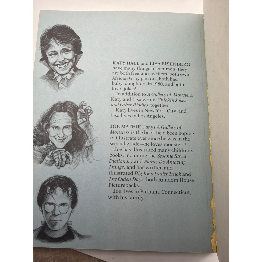 Vintage 1981 A Gallery of Monsters Book Katy Hall Lisa Eisenberg Joe Mathieu - Picture 7 of 7